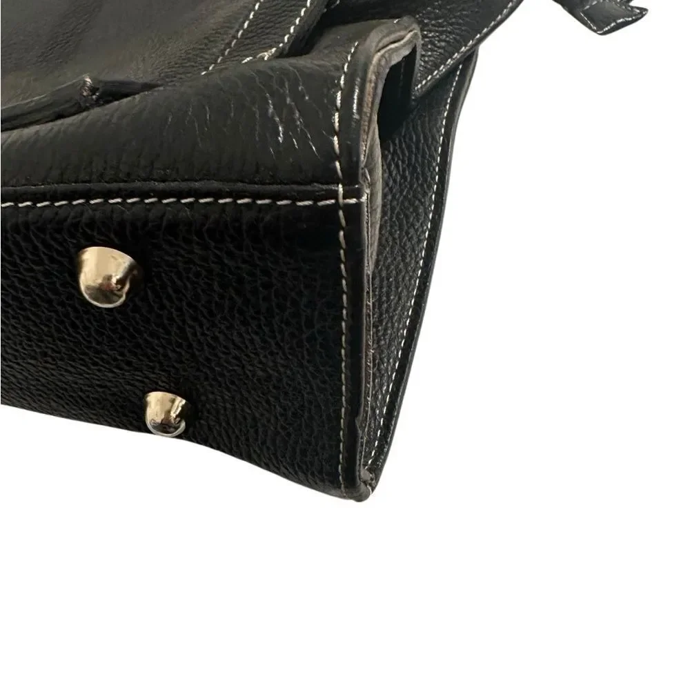 Valentino Black Leather Tote with Stitch Detail